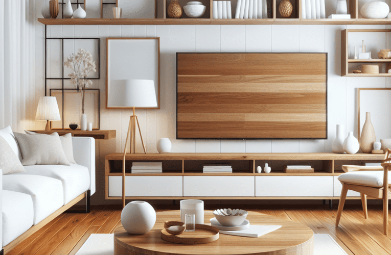Białe meble połączone z drewnem do salonu: Jak stworzyć ciepłą i stylową aranżację wnętrza?